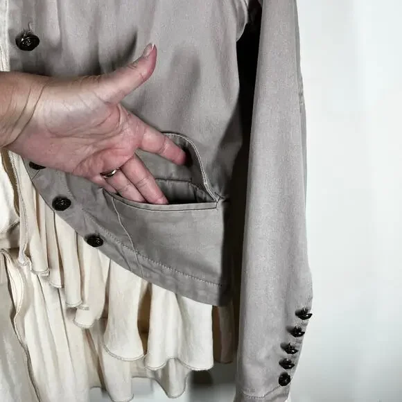 Free People Ruffles Romance Jacket Natural Blazer Womens Sz Medium Cool Buttons - Picture 10 of 16